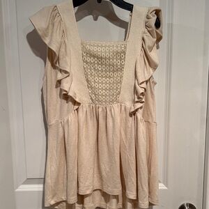 Gimmicks by BKE Cream Ruffle Blouse